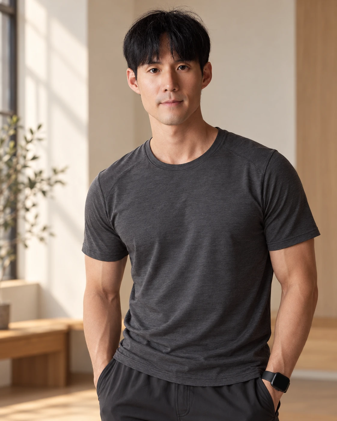 이동진의 인물 사진을 참조해 연출한 따뜻한 스튜디오의 코치 소개 이미지